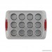 Cake Boss Deluxe Nonstick Bakeware 12-Cup Muffin Pan Gray with Red Silicone Grips - B00FB9RK4Y